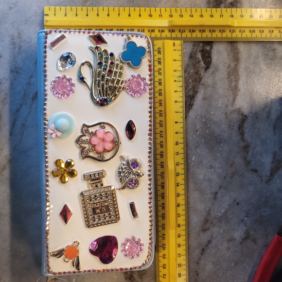 New Rhinestone Bling Accordion Zipped Wallet Peacock Owl Flower Gem Hat Blue - Picture 7 of 8